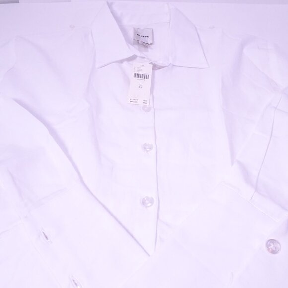 Anthropologie Maeve Women's Cropped Buttondown Shirt Sz XS NWt 128 White - Picture 7 of 11